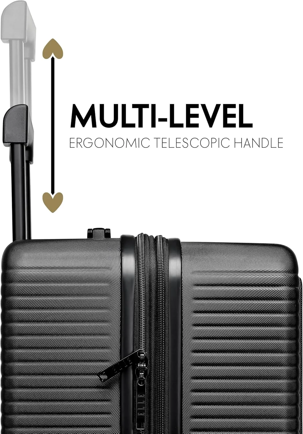 Elle Passage 3 Piece Expandable Retro Spinner Luggage Set (Black, 3-Piece Set)