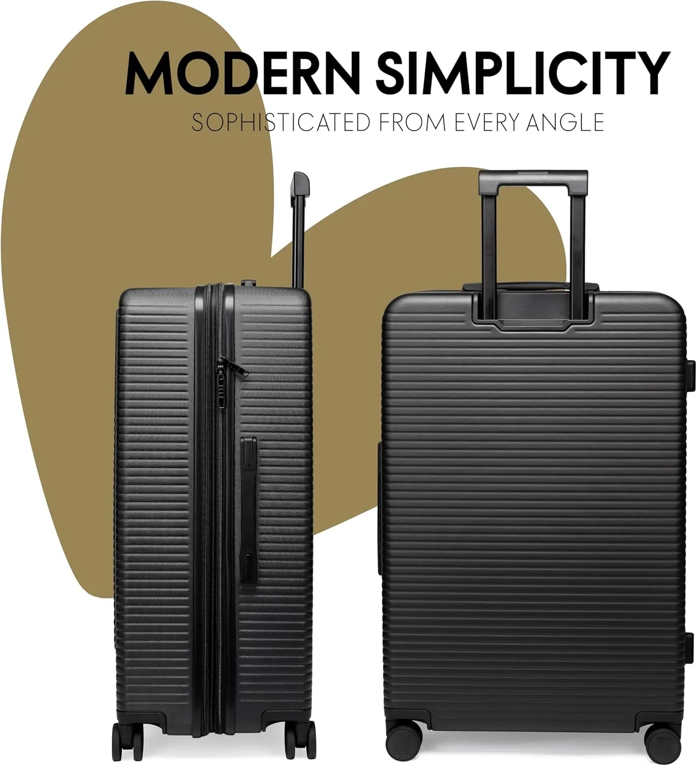 Elle Passage 3 Piece Expandable Retro Spinner Luggage Set (Black, 3-Piece Set)
