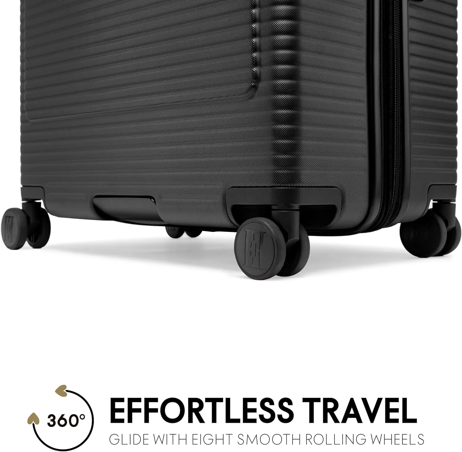 Elle Passage 3 Piece Expandable Retro Spinner Luggage Set (Black, 3-Piece Set)