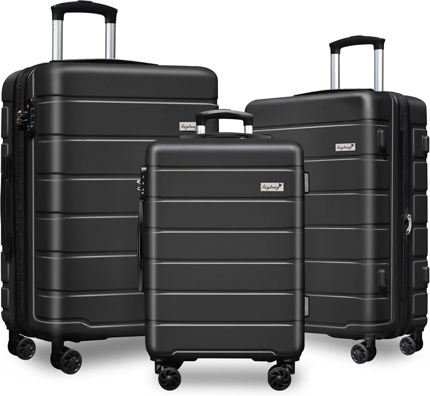Explorer Light Weight Luggage Hardside Expandable Luggage Spinner Wheels Luggage Suitcase W/TSA Lock 3-Piece Luggage Set, Include 20" Carry on Luggage Suitecase (20in/24in/28in), Black
