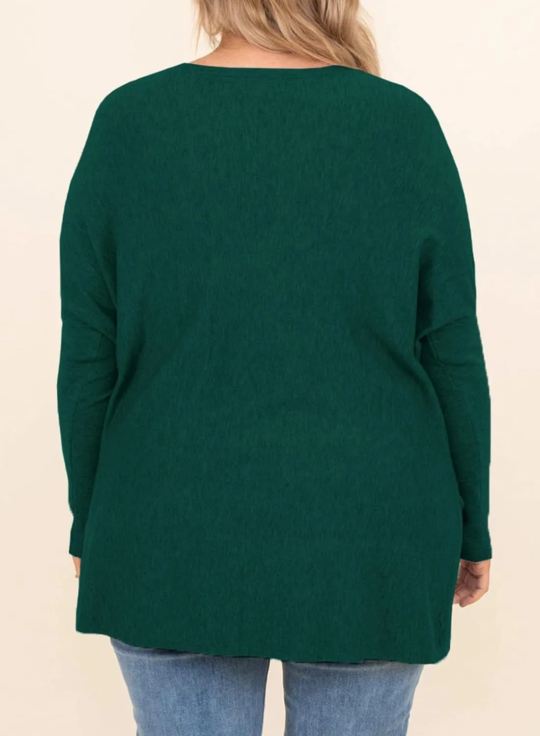 Eytino Womens Plus Size Long Sleeve Tops Crewneck Lightweight Sweatshirt Loose Casual Oversized T Shirts with Pockets(1X-5X)