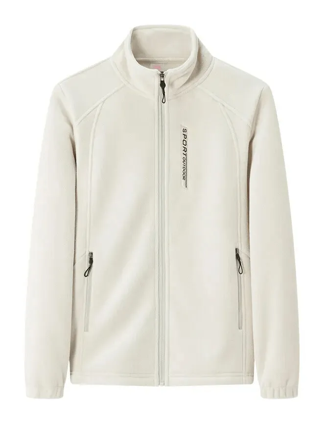 Female Stand Collar Zip-Up Loose Fleece Jacket With Pockets - SF1843