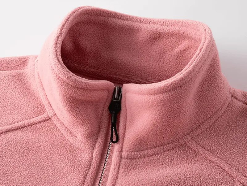 Female Stand Collar Zip-Up Loose Fleece Jacket With Pockets - SF1843