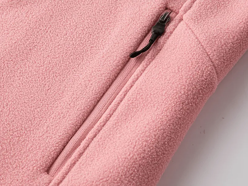 Female Stand Collar Zip-Up Loose Fleece Jacket With Pockets - SF1843