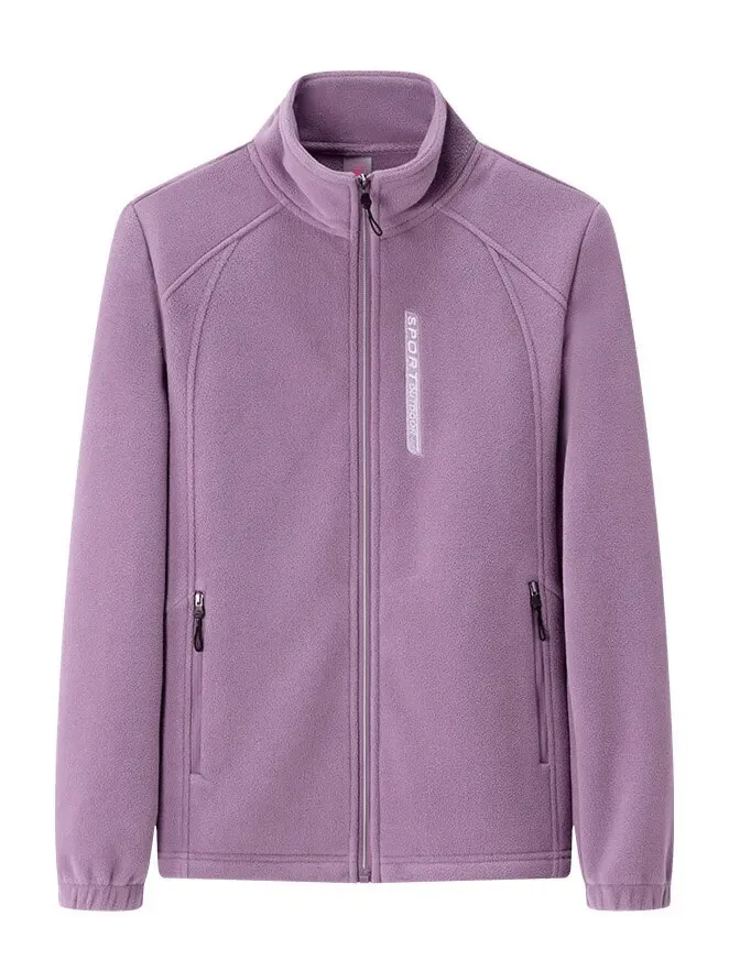 Female Stand Collar Zip-Up Loose Fleece Jacket With Pockets - SF1843