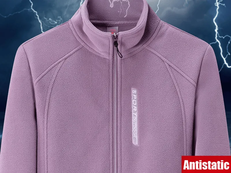 Female Stand Collar Zip-Up Loose Fleece Jacket With Pockets - SF1843