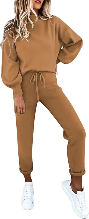 Fixmatti Women's 2 Piece Outfits Long Sleeve Pullover Sweatshirt Jogger Pants Sweatsuit