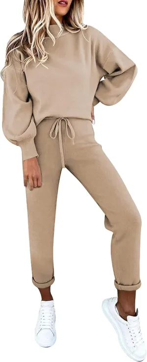 Fixmatti Women's 2 Piece Outfits Long Sleeve Pullover Sweatshirt Jogger Pants Sweatsuit