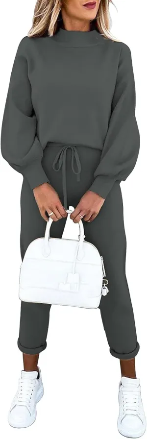 Fixmatti Women's 2 Piece Outfits Long Sleeve Pullover Sweatshirt Jogger Pants Sweatsuit