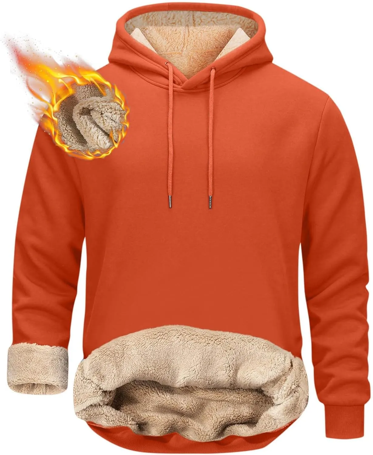 Fleece Hoodie Men Pullover Heavyweight Thick Winter Warm Hooded Sweatshirt Thermal Windproof Jacket Hoodies with Pocket