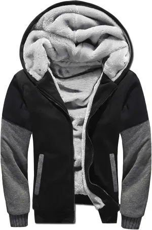 Fleece Lined Hoodie for Men Pullover Winter Workout Fleece Hoodie Jackets Full Zip Wool Warm Thick Coats
