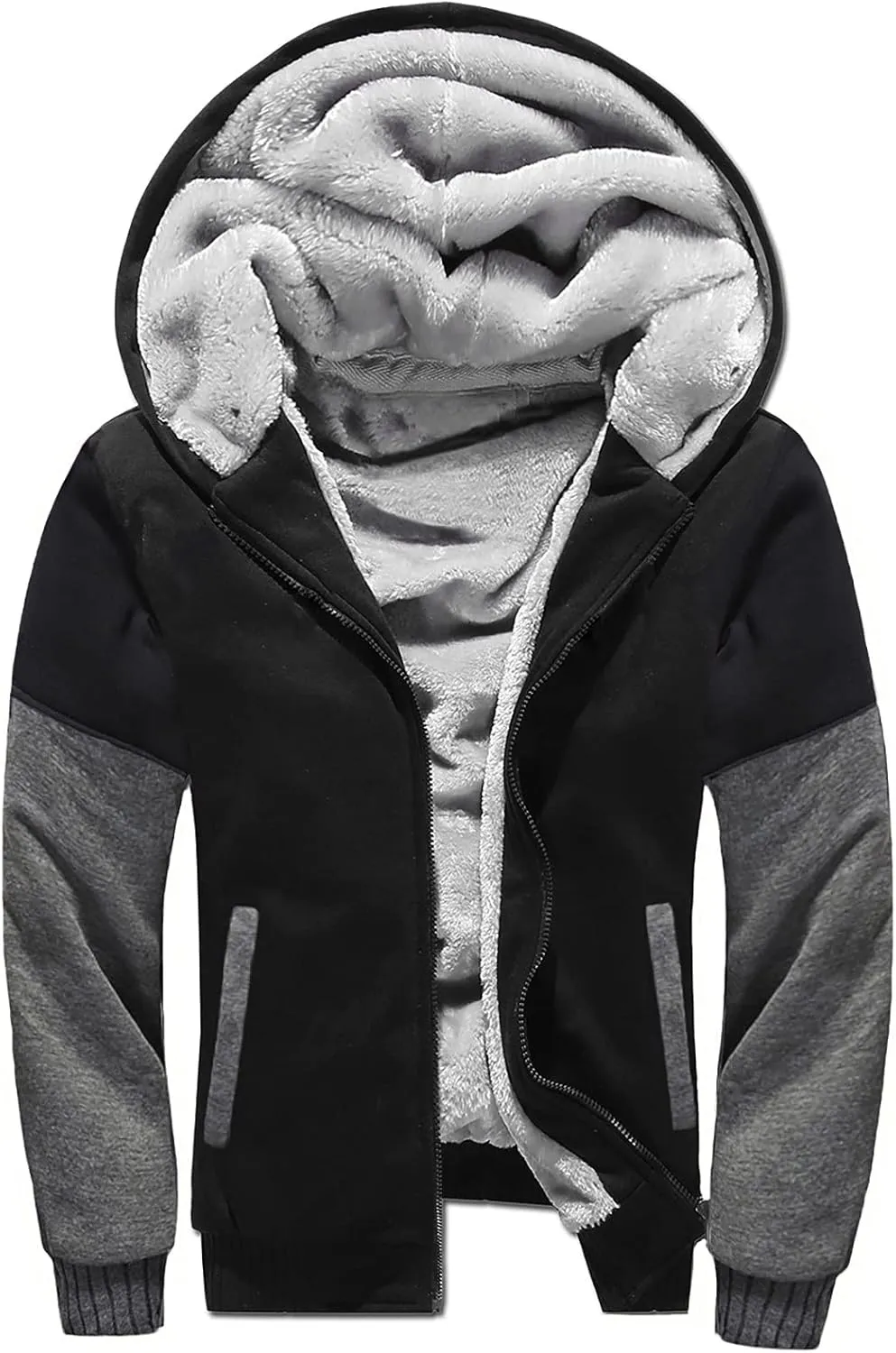 Fleece Lined Hoodie for Men Pullover Winter Workout Fleece Hoodie Jackets Full Zip Wool Warm Thick Coats
