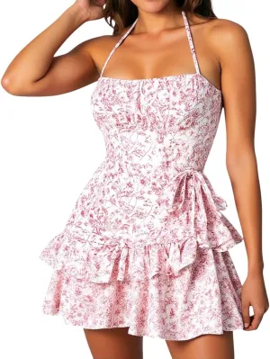 Floral Corset Dress for Women Ruffle Mini Dress Summer Sundress Milk Maid Dress for Women Plus Size