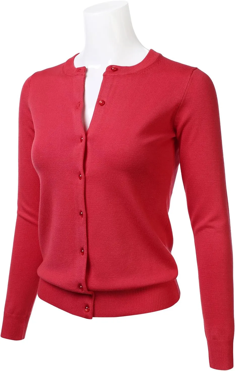 FLORIA Women's Button Down Crew Neck Long Sleeve Soft Knit Cardigan Sweater (S-3X)