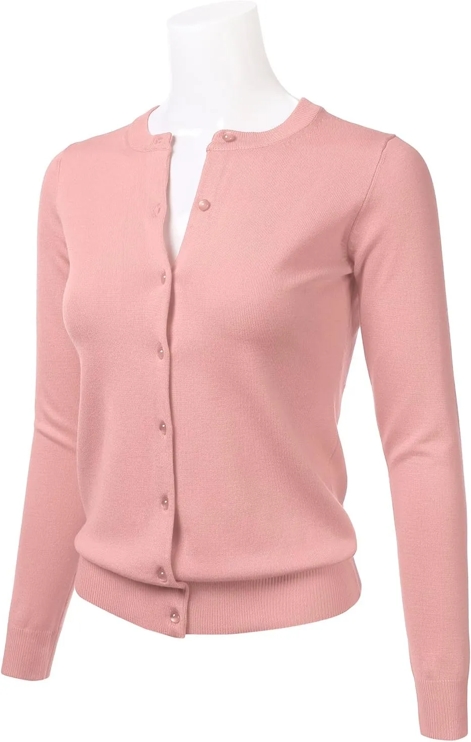 FLORIA Women's Button Down Crew Neck Long Sleeve Soft Knit Cardigan Sweater (S-3X)