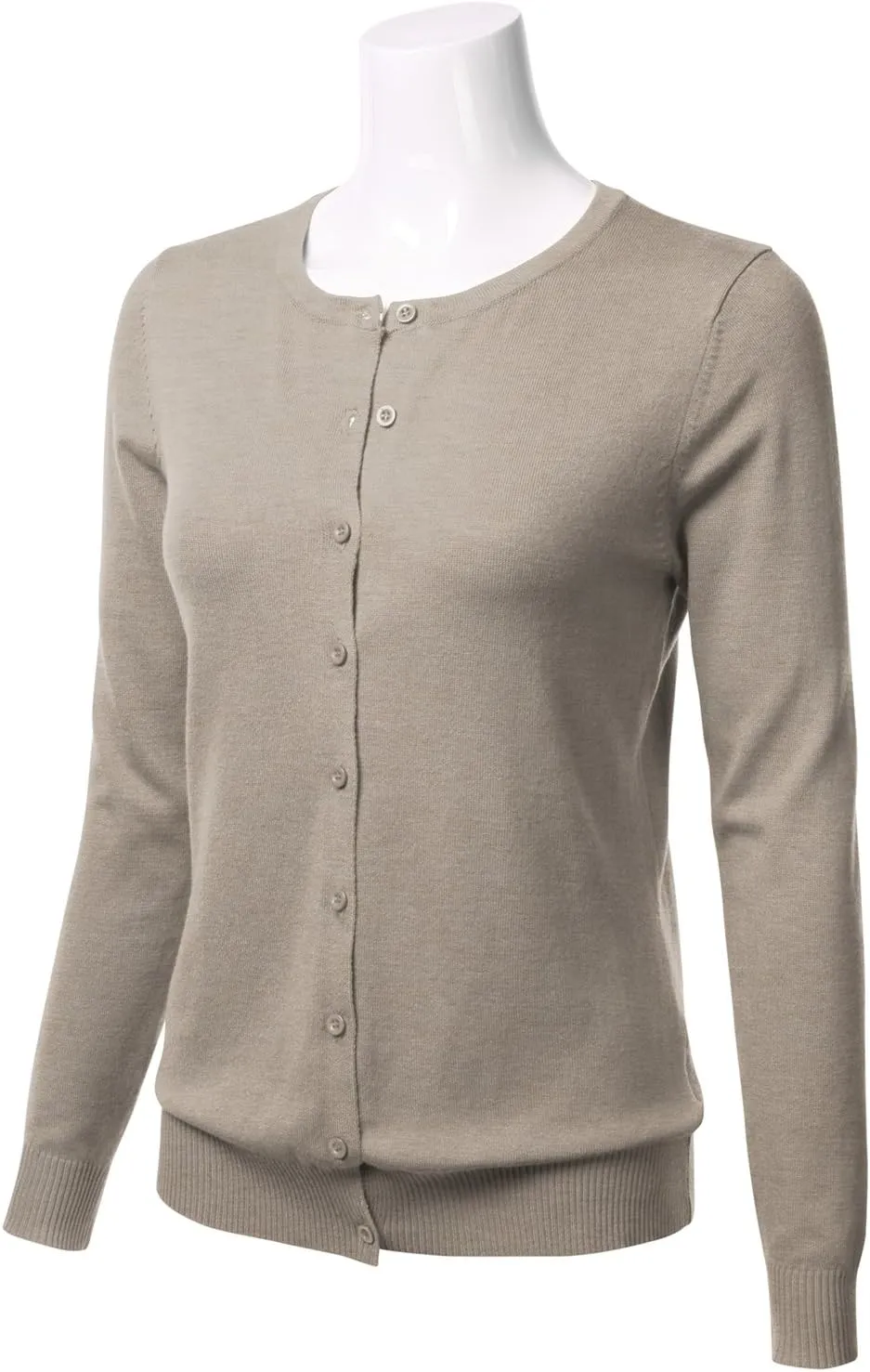 FLORIA Women's Button Down Crew Neck Long Sleeve Soft Knit Cardigan Sweater (S-3X)