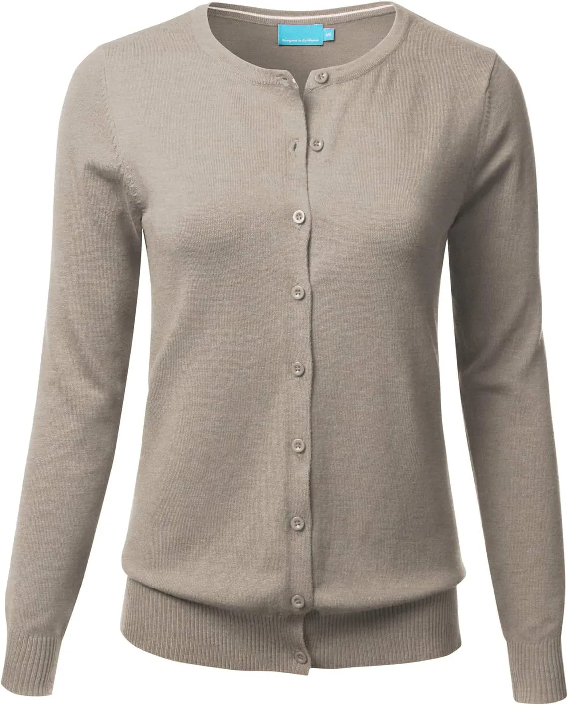 FLORIA Women's Button Down Crew Neck Long Sleeve Soft Knit Cardigan Sweater (S-3X)
