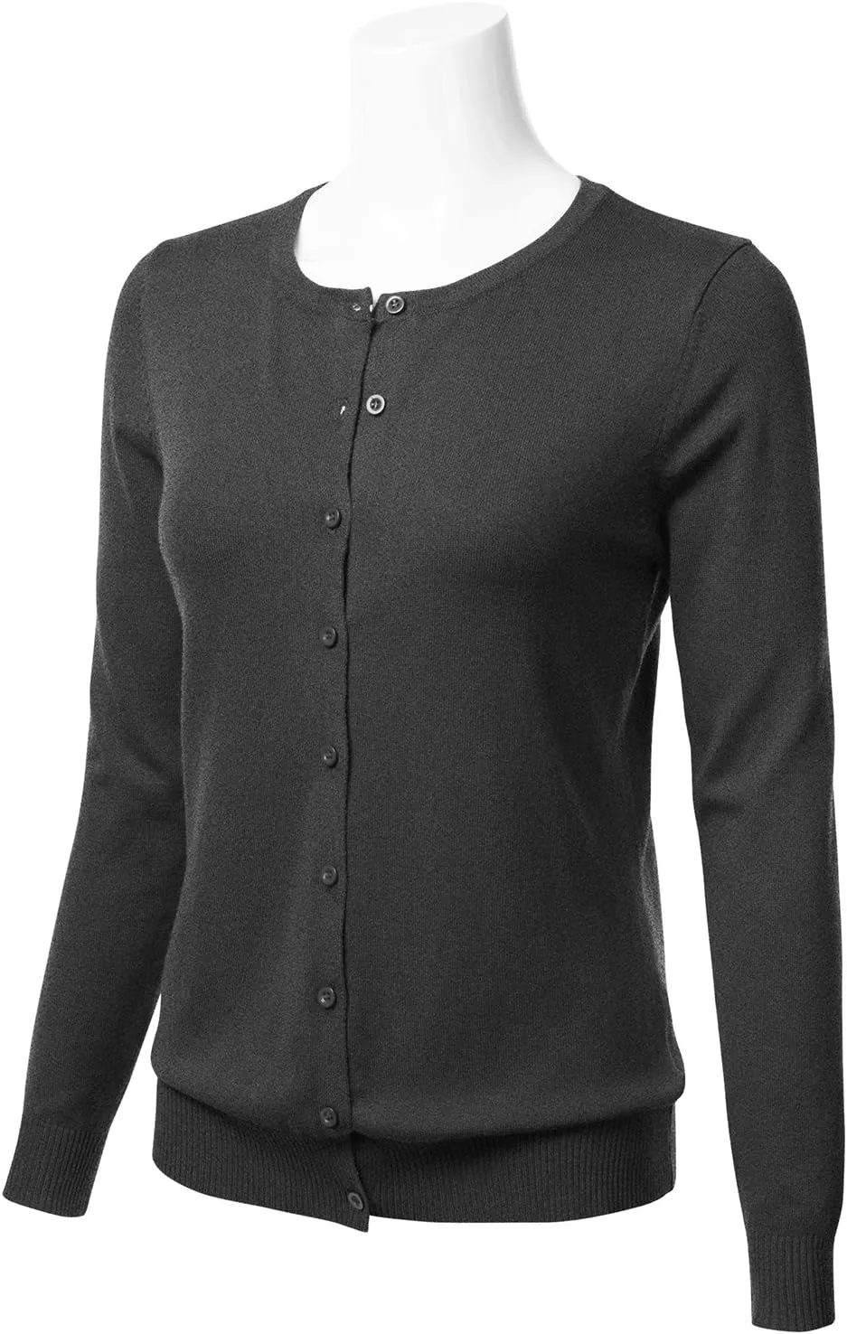 FLORIA Women's Button Down Crew Neck Long Sleeve Soft Knit Cardigan Sweater (S-3X)