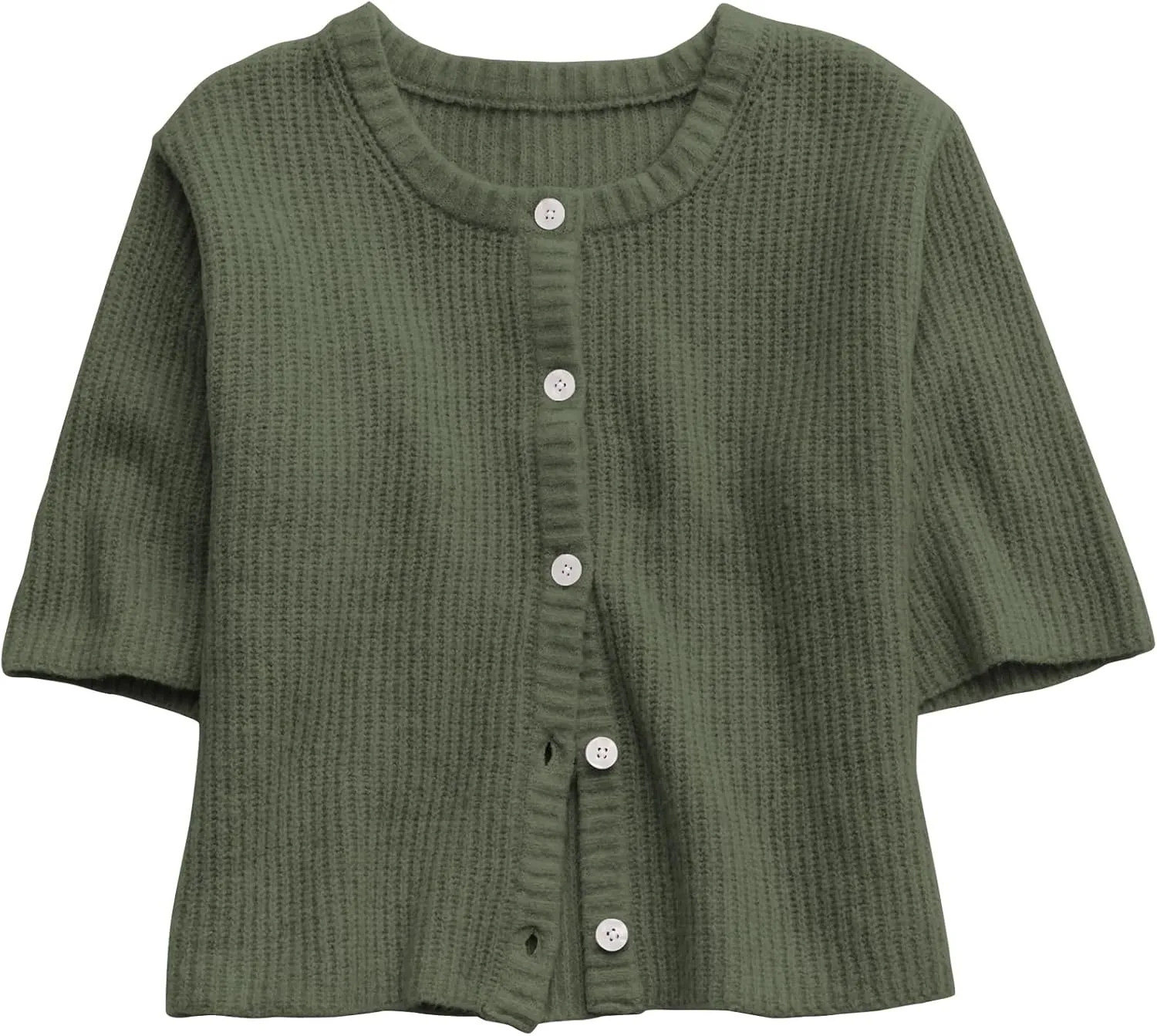 Gacaky Women's Lightweight Cardigan Sweater Short Sleeve Casual Crewneck Button Soft Knit Cardigans Sweater Tops