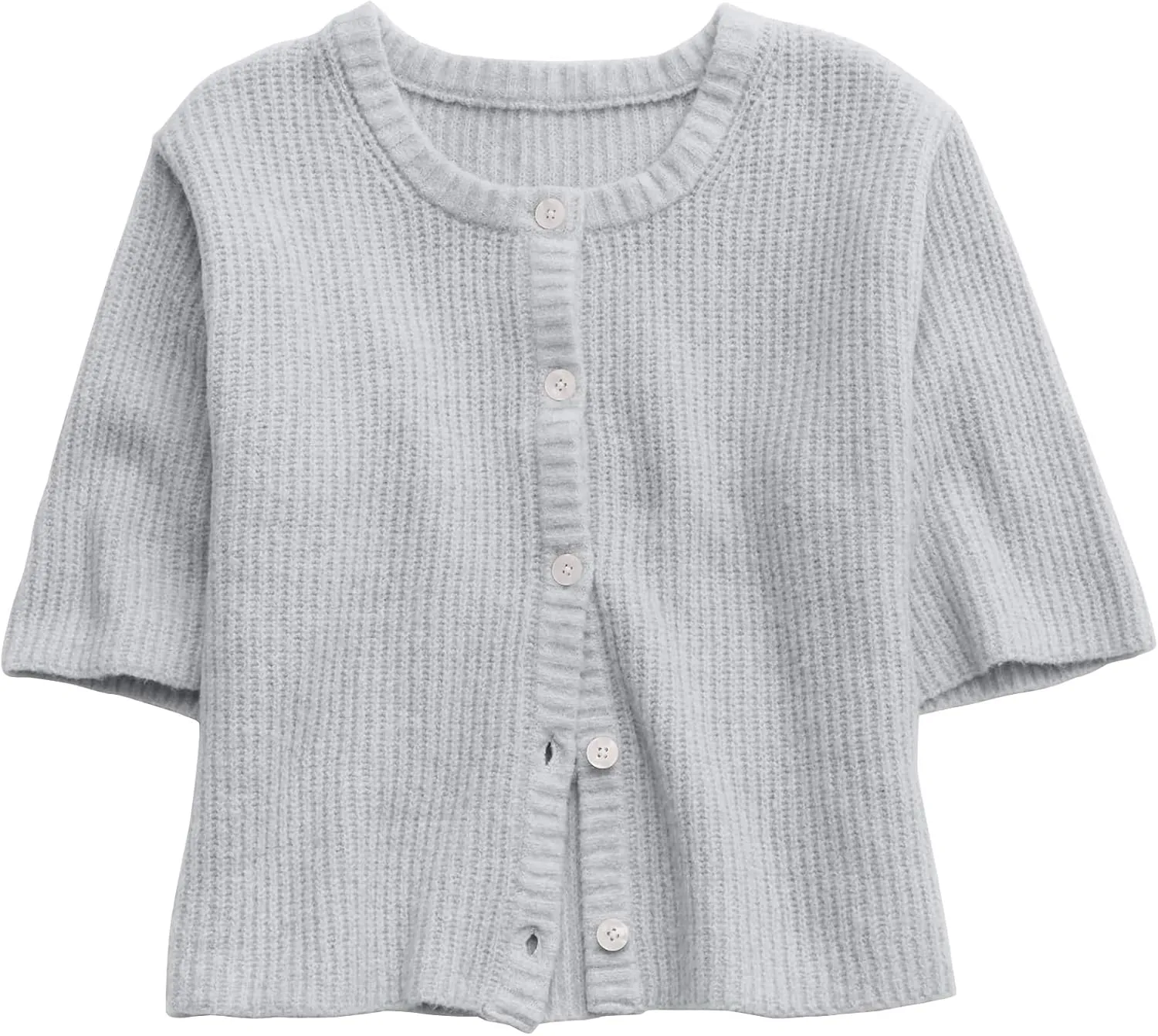 Gacaky Women's Lightweight Cardigan Sweater Short Sleeve Casual Crewneck Button Soft Knit Cardigans Sweater Tops