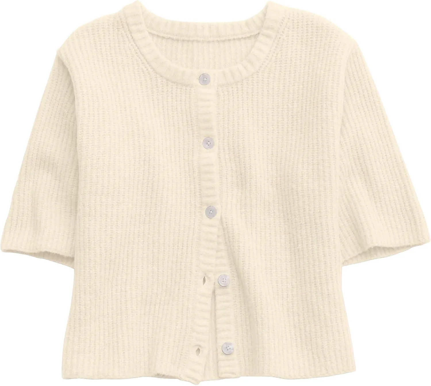 Gacaky Women's Lightweight Cardigan Sweater Short Sleeve Casual Crewneck Button Soft Knit Cardigans Sweater Tops