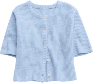Gacaky Women's Lightweight Cardigan Sweater Short Sleeve Casual Crewneck Button Soft Knit Cardigans Sweater Tops