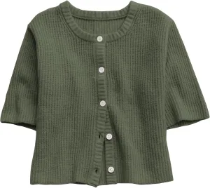 Gacaky Women's Lightweight Cardigan Sweater Short Sleeve Casual Crewneck Button Soft Knit Cardigans Sweater Tops