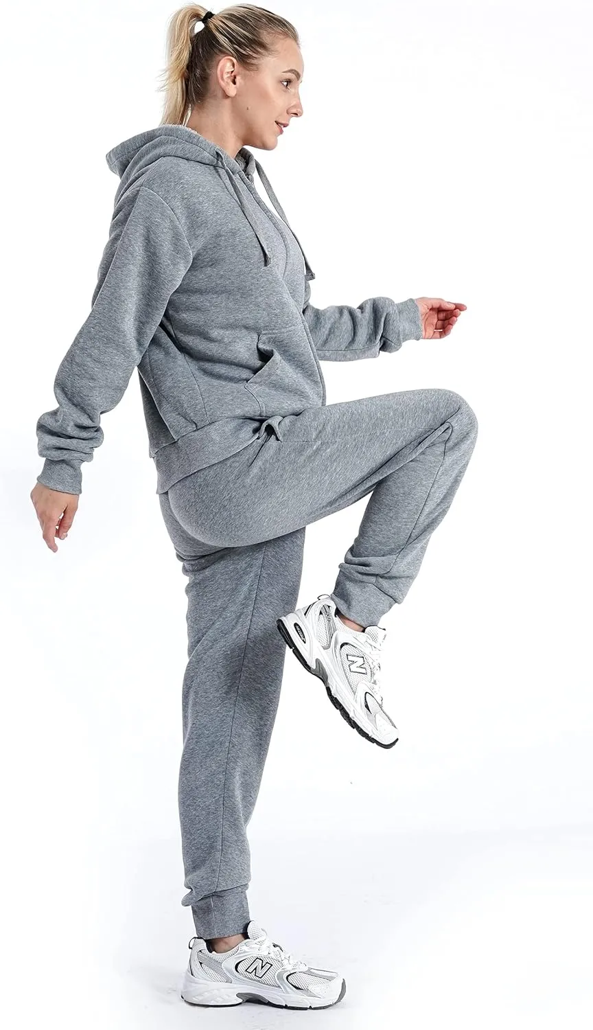 Gary Com 2 PCS Outfits Women's Fleece Sherpa Lined Sweatsuits Long Sleeve Hoodie and Sweat Pants Winter Warm Tracksuit Set