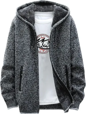 Graphic Hoodies for Men Fall and Winter Casual Sweater Jacket Warm Knit Sweater Hooded Hoodie