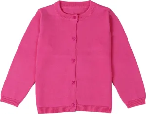 GSVIBK Baby Girls Cotton Cardigan Long Sleeve Kid Button Sweater Girl Crew Neck Cardigans Uniform Sweater