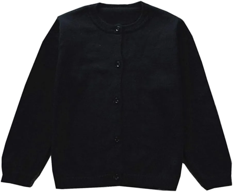 GSVIBK Baby Girls Cotton Cardigan Long Sleeve Kid Button Sweater Girl Crew Neck Cardigans Uniform Sweater