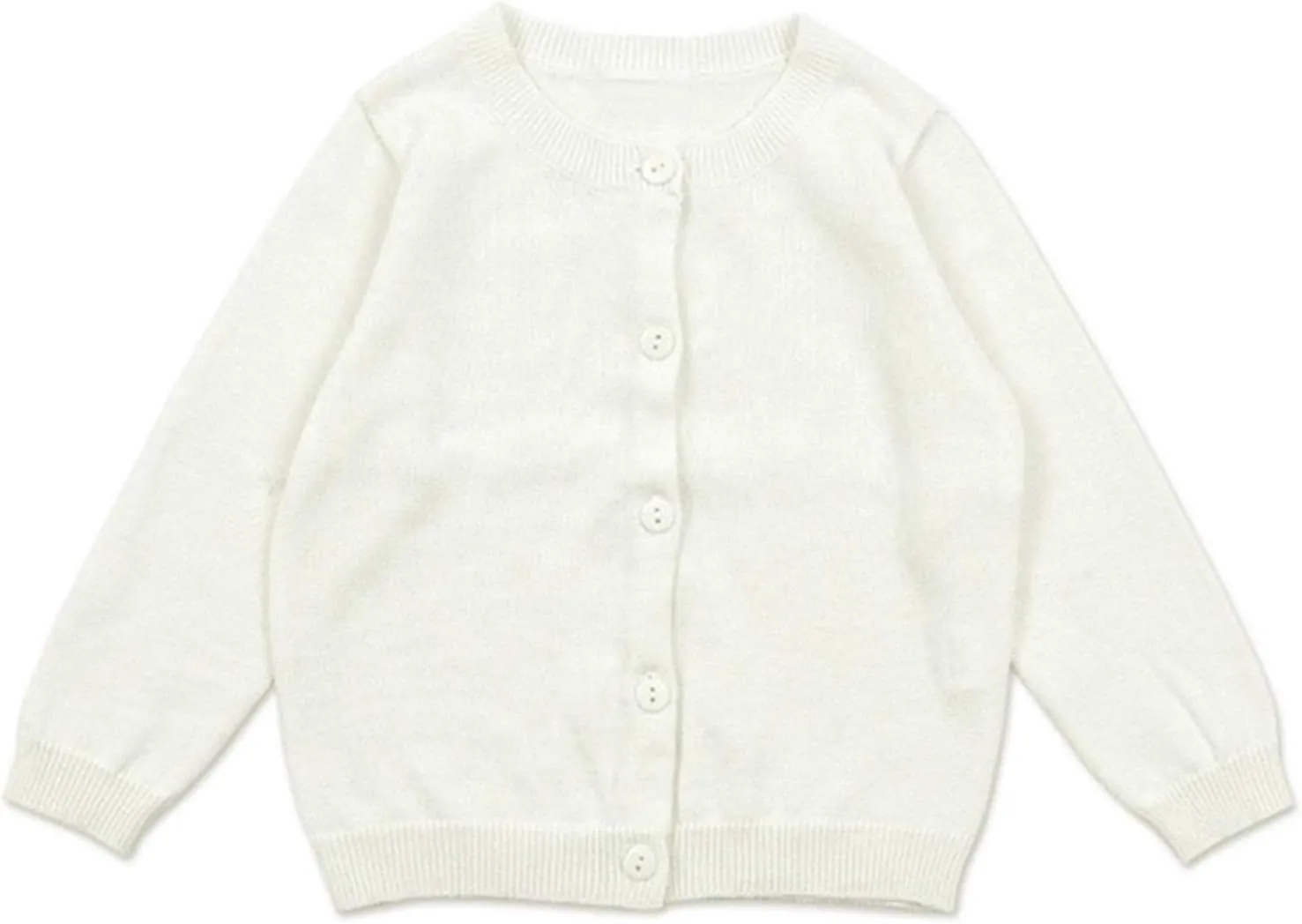 GSVIBK Baby Girls Cotton Cardigan Long Sleeve Kid Button Sweater Girl Crew Neck Cardigans Uniform Sweater