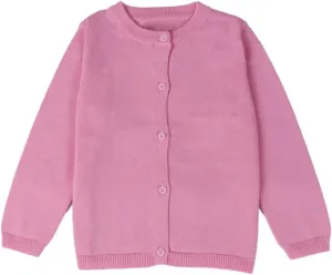 GSVIBK Baby Girls Cotton Cardigan Long Sleeve Kid Button Sweater Girl Crew Neck Cardigans Uniform Sweater