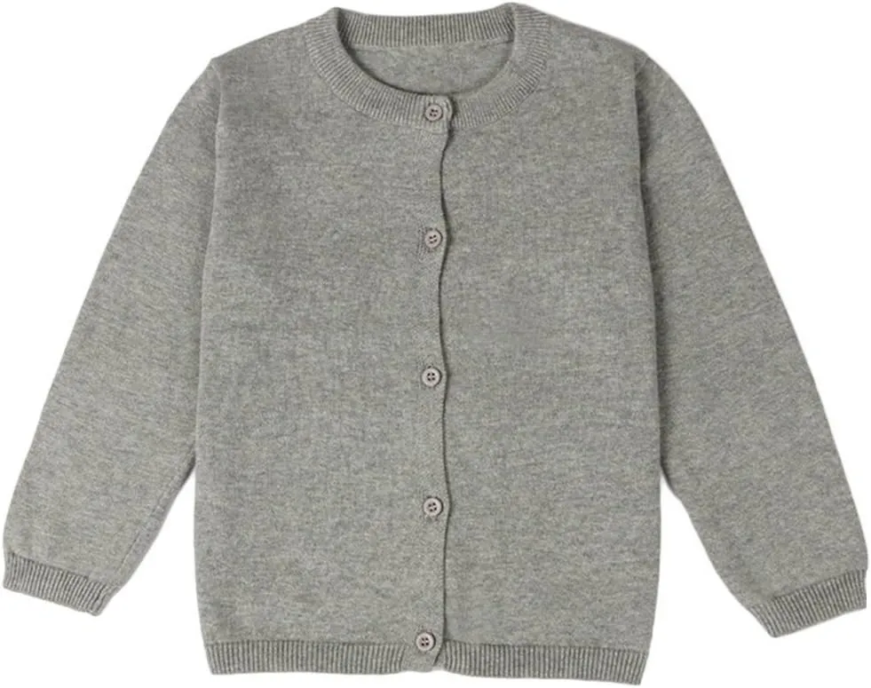 GSVIBK Baby Girls Cotton Cardigan Long Sleeve Kid Button Sweater Girl Crew Neck Cardigans Uniform Sweater