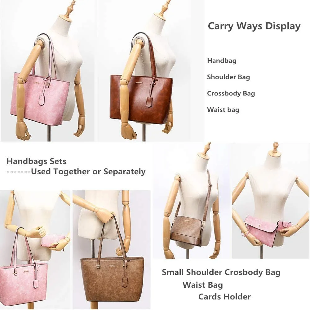 Handbag Set for Women 5 Pack Tote Purse Handbags Set PU Leather Satchel Bag
