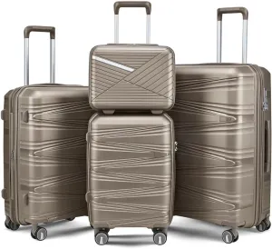 Hard Shell Luggage Set, Expandable Suitcase Set with Spinner Wheels, Lightweight Travel Luggage 4 Piece Set with TSA Lock, 14in 20in 24in 28in (Champagne)