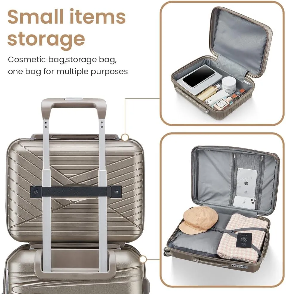 Hard Shell Luggage Set, Expandable Suitcase Set with Spinner Wheels, Lightweight Travel Luggage 4 Piece Set with TSA Lock, 14in 20in 24in 28in (Champagne)
