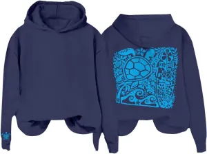 Heevina Pink Palm Puff Hoodie Women Turtle Starfish Surfboard Floral Top Hooded Sweatshirt