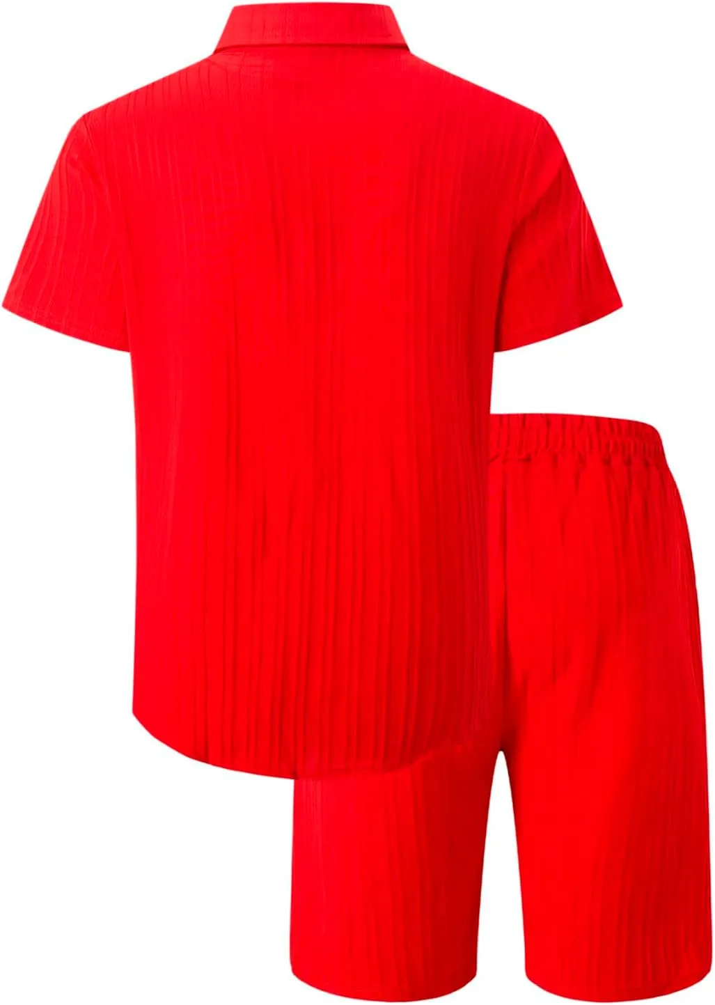 hlysgo Men's 2 Piece Linen Outfit Short Sleeve Beach Button Down Shirt with Shorts Casual Matching Sets for Men