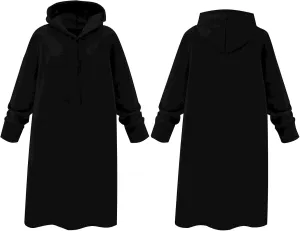 Hoodie Dress for Women 2024 Slim Casual Long Sleeve High Waist Drawstring Pullover Hooded Sweatshirt Dresses