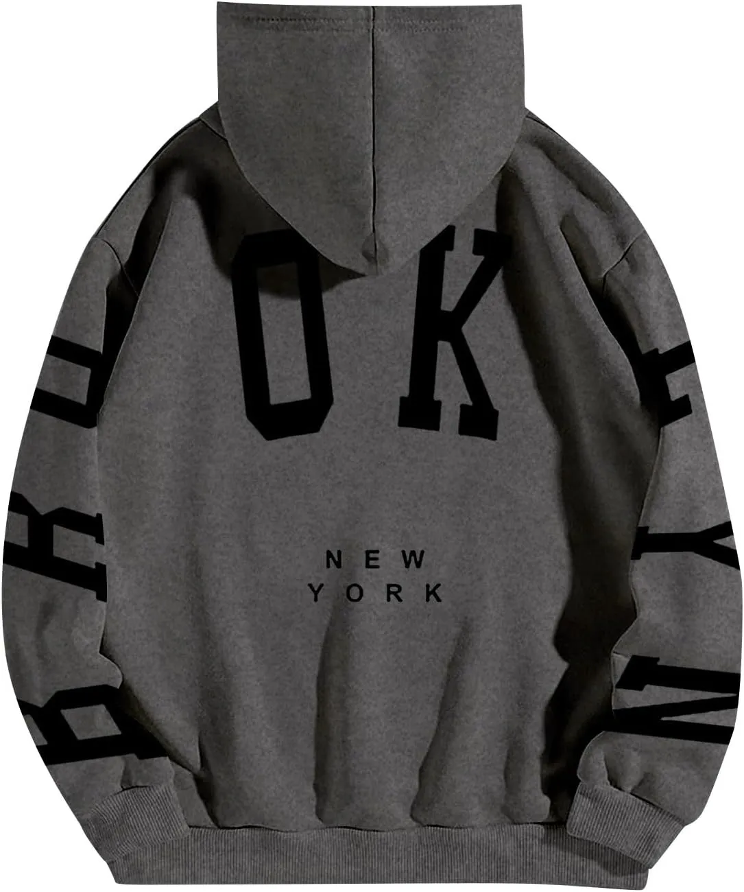 Hoodie Women Long Sleeve Sweatshirts New York U.S.A. Printed Hoodie Pocket Drop Shoulder Pullovers Top