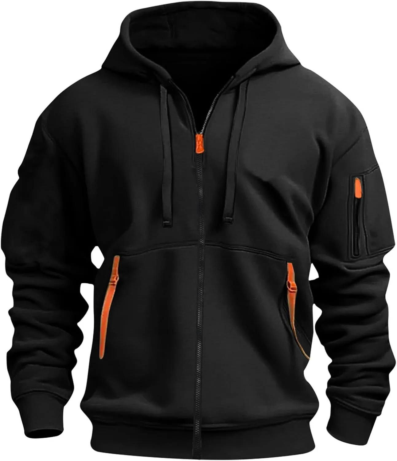 Hoodies for Men Zip up Pullover Vintage American Flag Print Workout Hoodies with Pockets Military Tactical Sweatshirt