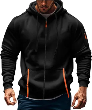 Hoodies for Men Zip up Pullover Vintage American Flag Print Workout Hoodies with Pockets Military Tactical Sweatshirt