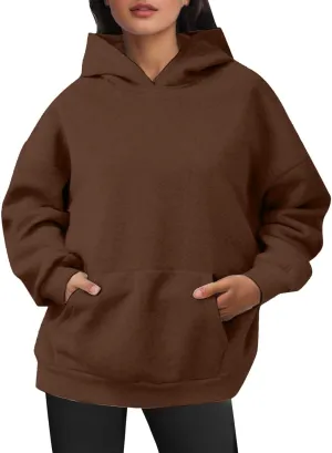 Hoodies for Women Trendy Oversized Sweatshirts Casual Fleece Long Sleeve Pullover Fall Outfits 2024 with Pocket