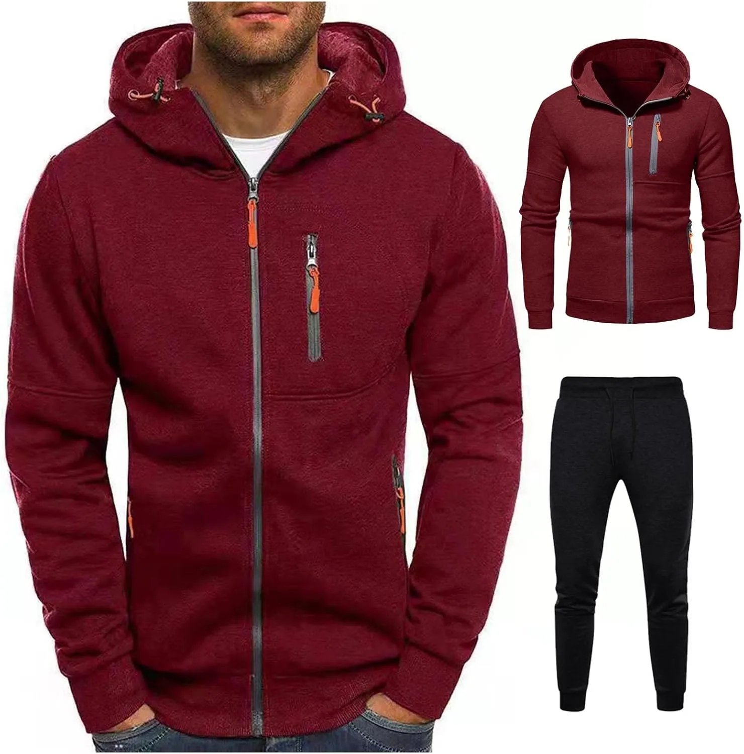 Hoodies Mens' Autumn Winter Long Sleeve Zipper Hooded Sweatshirt Cardigan Long Sleeve Sweatshirt Sports Hooded Jacket