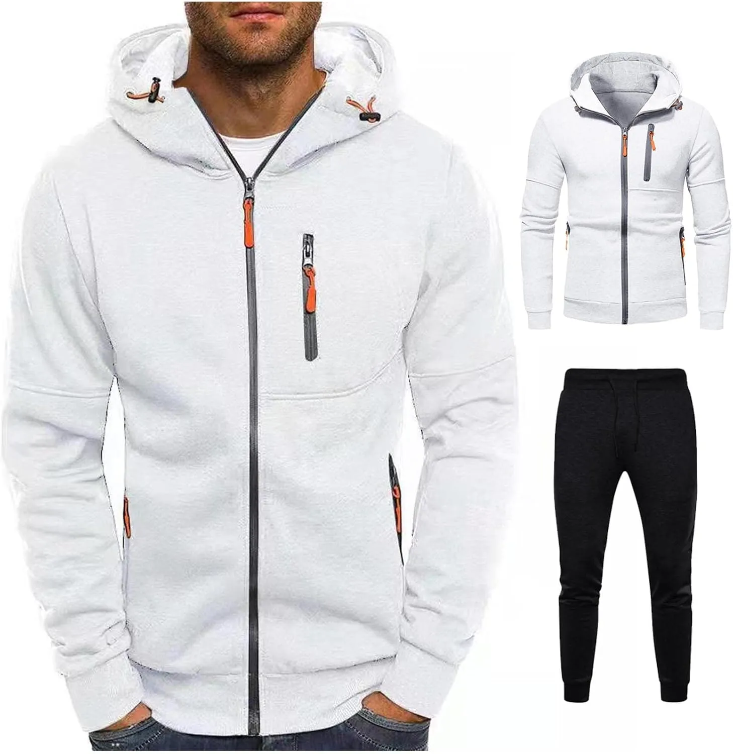 Hoodies Mens' Autumn Winter Long Sleeve Zipper Hooded Sweatshirt Cardigan Long Sleeve Sweatshirt Sports Hooded Jacket