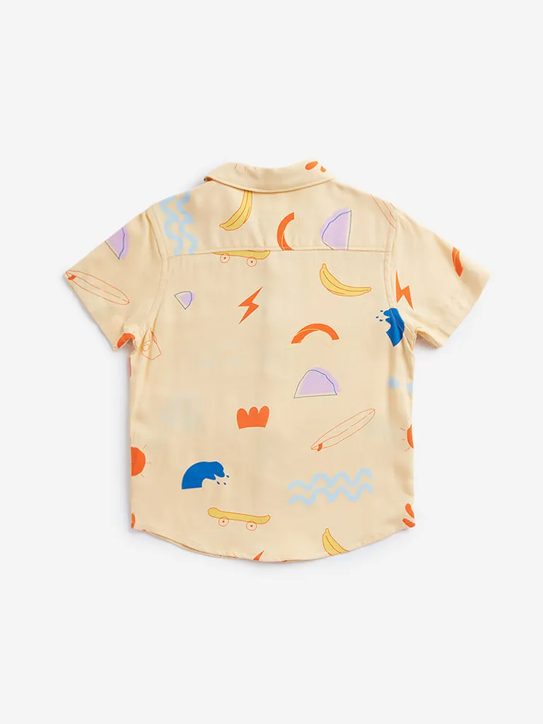 HOP Kids Mustard Printed Shirt