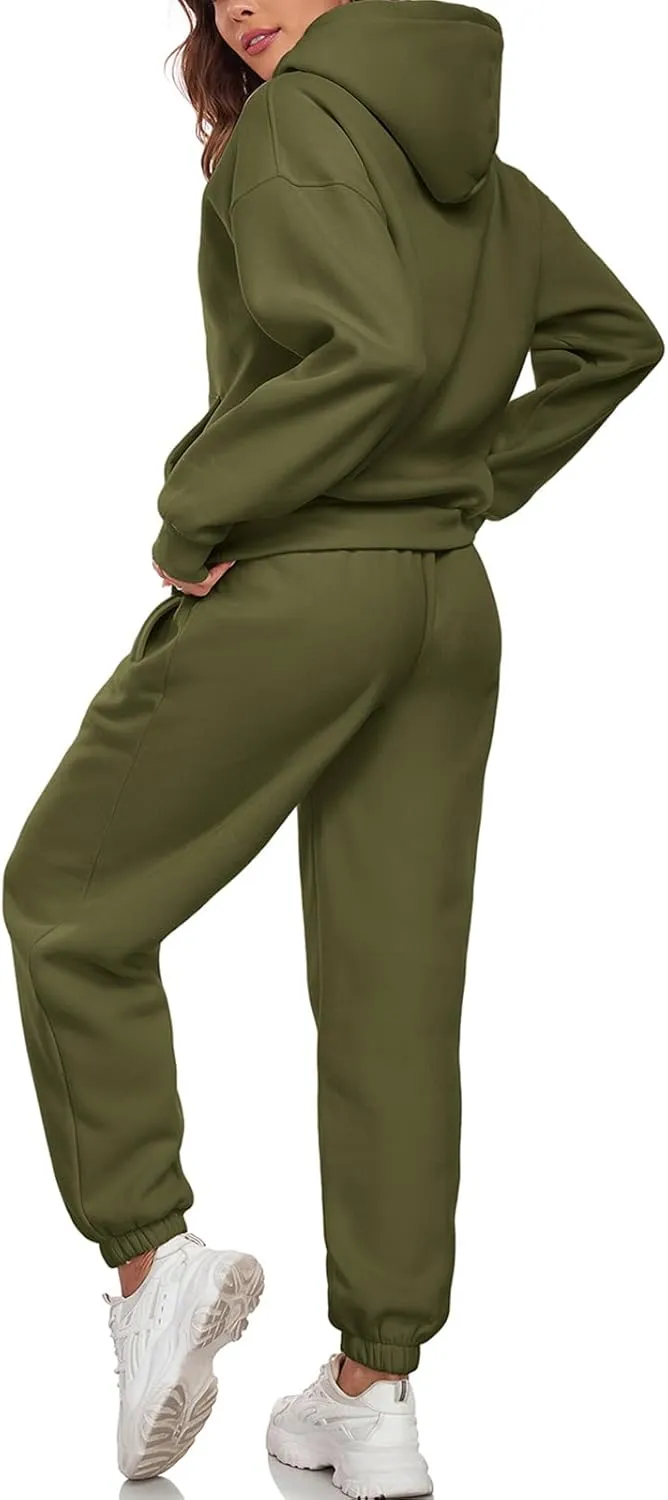 HOTIAN Womens 2 Piece Outfits Sweatsuit Oversized Hoodie Sweatshirt and Joggers Sweatpants Sets Tracksuit