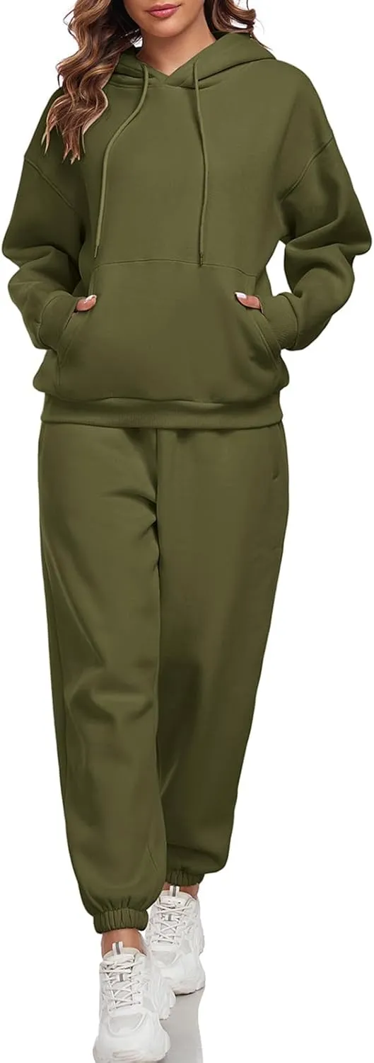 HOTIAN Womens 2 Piece Outfits Sweatsuit Oversized Hoodie Sweatshirt and Joggers Sweatpants Sets Tracksuit