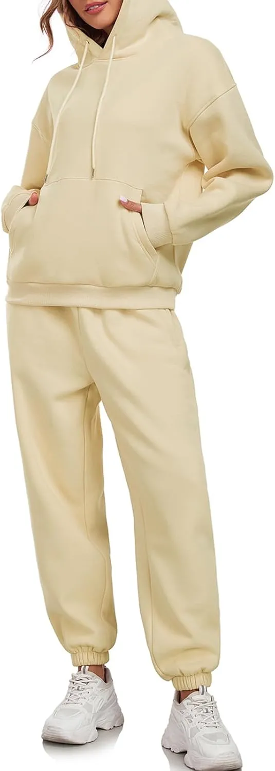 HOTIAN Womens 2 Piece Outfits Sweatsuit Oversized Hoodie Sweatshirt and Joggers Sweatpants Sets Tracksuit